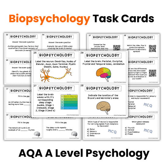 Biopsychology Revision Activity | Task Cards | A Level Psychology (AQA)