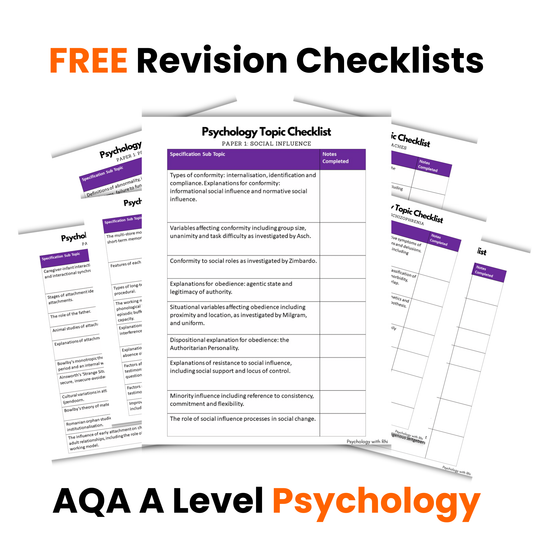 FREE Revision Checklists | A Level Psychology (AQA)