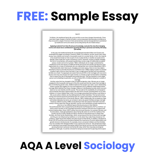 FREE Personal Life Perspective Sample Essay | A Level Sociology (AQA)
