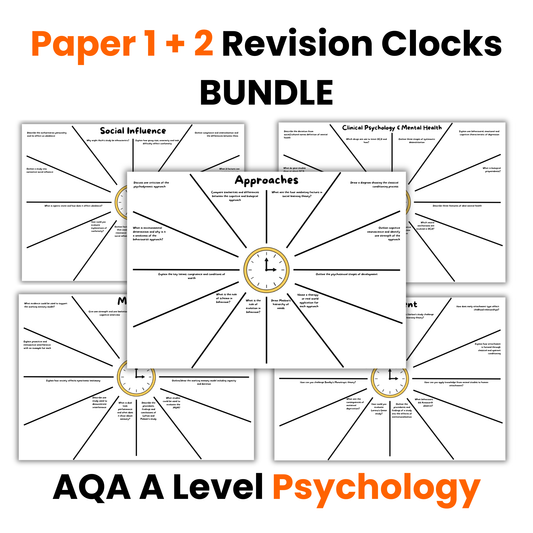 Paper 1 and 2 BUNDLE | Revision Clocks | A Level Psychology New Spec (AQA)