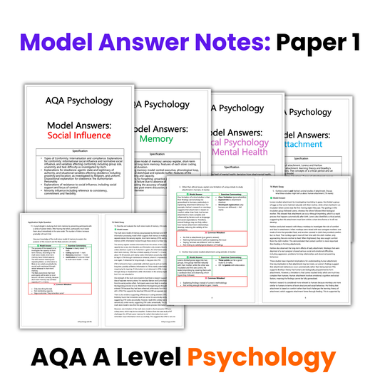 Paper 1 Model Answers | A Level Psychology (AQA)